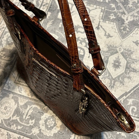 Brahmin Elegant Brown Embossed Tote Bag - Picture 13 of 15